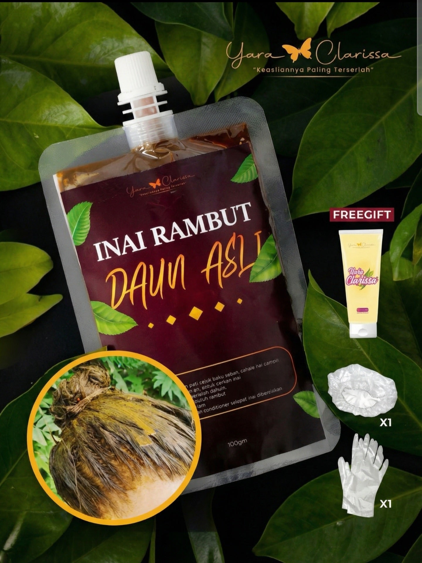 YARA CLARISSA INAI RAMBUT DAUN ASLI