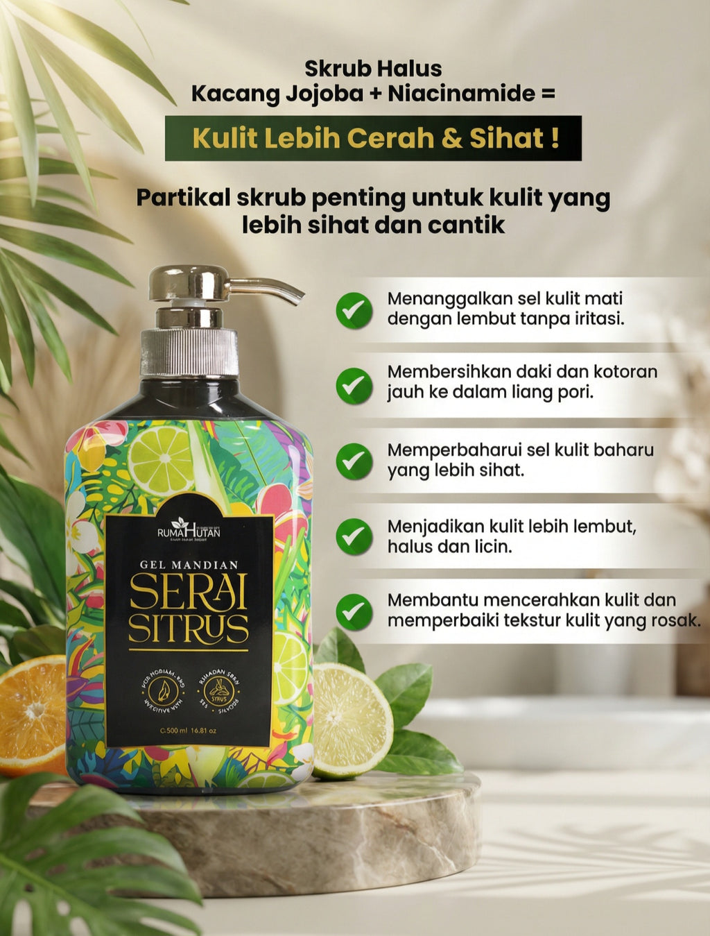 GEL MANDIAN SITRUS PRODUK RUMAH HUTAN BONDA ROZITA 500ML