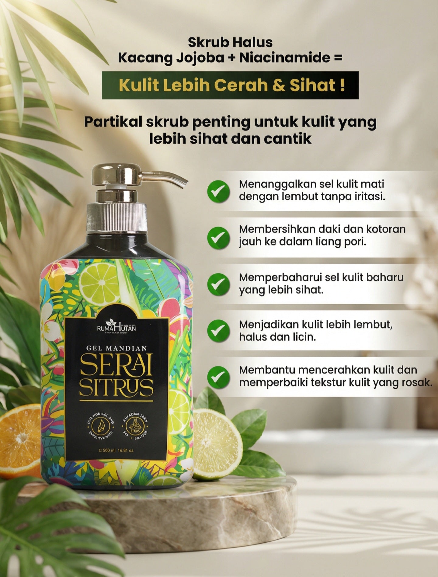 GEL MANDIAN SITRUS PRODUK RUMAH HUTAN BONDA ROZITA 500ML