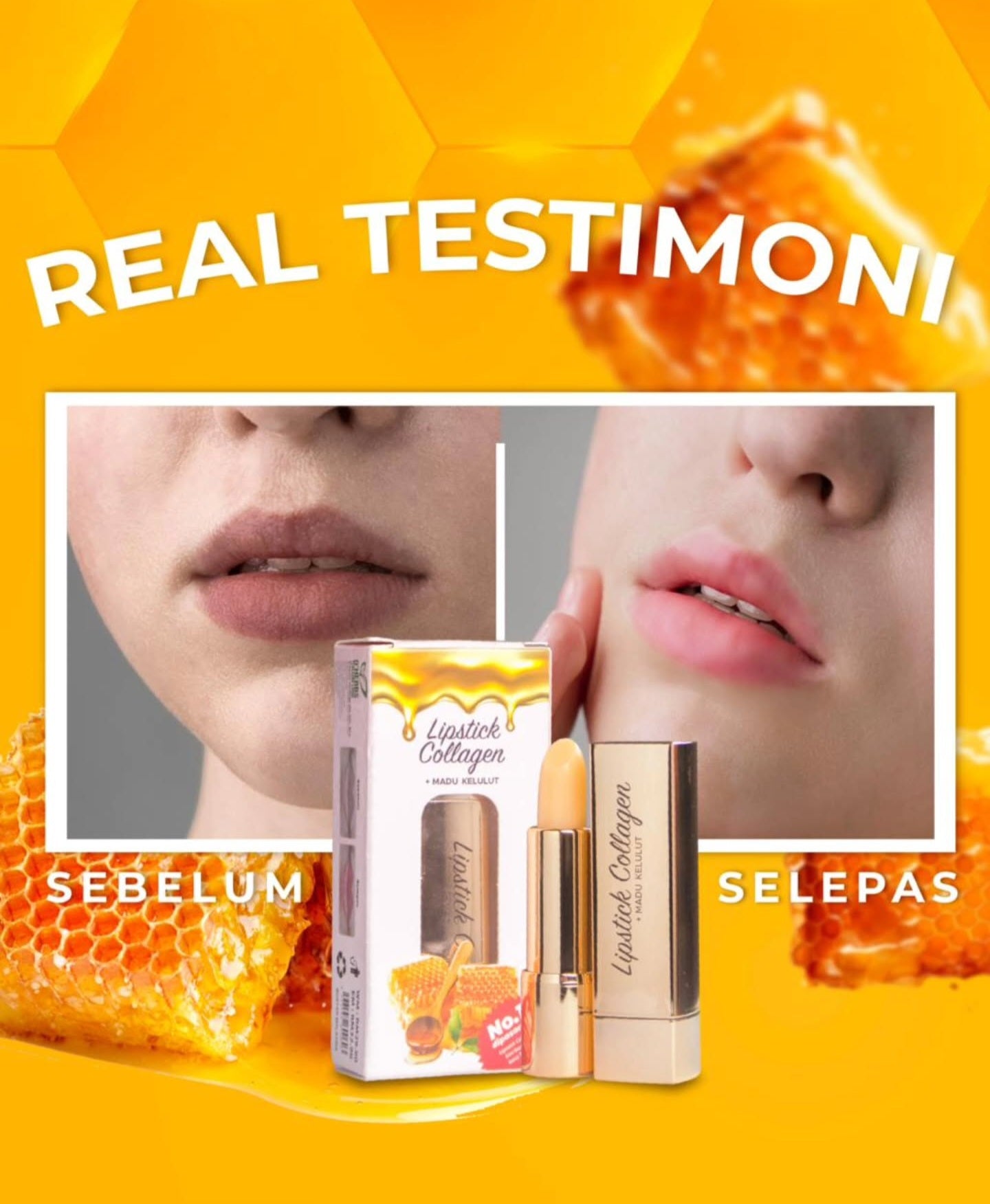 DHERBS LIPSTICK COLLAGEN+ MADU KELULUT